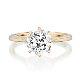 round cut moissanite engagement ring old european front view