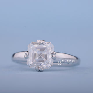 1.0CT Asscher Cut Moissanite Diamond Solitaire Engagement Rings