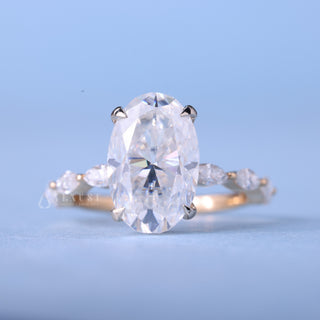 2.0CT Elongated Cushion Cut Moissanite Diamond Hidden Halo Pave Engagement Ring