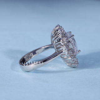 Heart Shaped Moissanite Engagement Ring with Pave Halo opposite side view