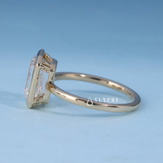 2.0CT Bezel Set Emerald Moissanite Diamond Timeless Engagement Rings