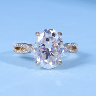 1.50CT Oval Cut Moissanite Diamond Hidden Halo Split Shank Engagement Ring