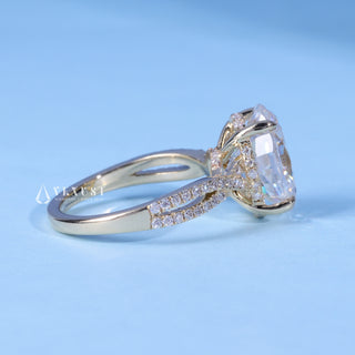 1.50CT Oval Cut Moissanite Diamond Hidden Halo Split Shank Engagement Ring