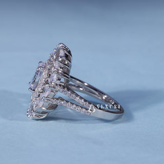 Oval Cut Moissanite Split Shank Engagement Ring with Halo opposite side view
