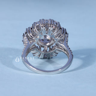 Rear gallery view of Oval Cut Moissanite Split Shank Engagement Ring with Halo