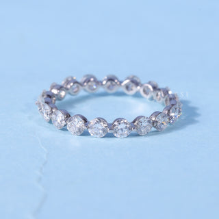 Round Moissanite Diamond Full Eternity Bar Pave Wedding Band