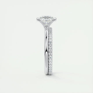 2.15 CT Cushion Half Bezel Solitaire Moissanite Engagement Ring