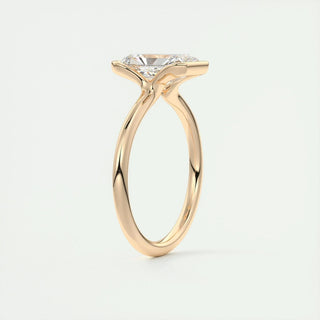 2.10 CT Radiant Cut Solitaire Half Bezel Moissanite Engagement Ring