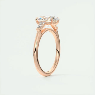 1.91 CT Oval Cut Three Stone Diamond Moissanite Engagement Ring