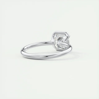 2.03CT Asscher Cut Half Bezel Solitaire Moissanite Engagement Ring