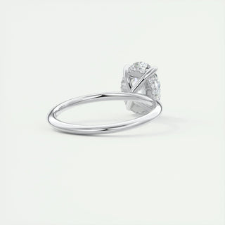 Elegant 1.91ct oval hidden halo moissanite ring detail view of the band