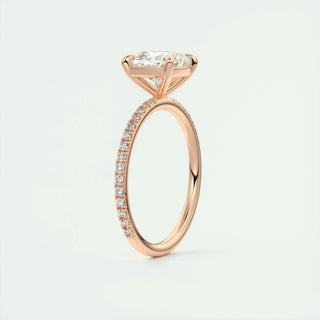 Classic 2.15ct cushion solitaire moissanite ring detail view of the band