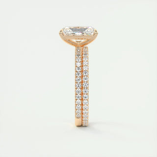 2.10 CT Radiant Cut Pave Diamond Moissanite Engagement Ring