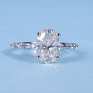 Stunning 1.50ct oval pave moissanite ring front view