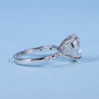 Stunning 1.50ct oval pave moissanite ring side profile view