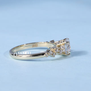 Stunning 1.0ct round cluster moissanite ring side profile view