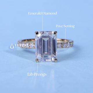 Classic 1.50ct emerald pave moissanite ring shown on a finger