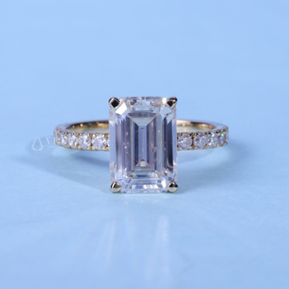 Classic 1.50ct emerald pave moissanite ring front view
