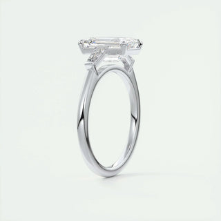 Elegant 1.91ct emerald three stone moissanite ring sparkle close up