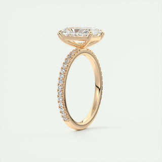 2.10 CT Radiant Cut Pave Diamond Moissanite Engagement Ring