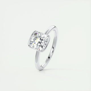 2.15 CT Cushion Half Bezel Solitaire Moissanite Engagement Ring