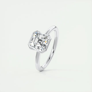 2.03CT Asscher Cut Half Bezel Solitaire Moissanite Engagement Ring