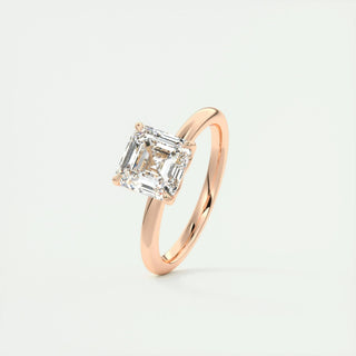 Sparkling 2.03ct asscher solitaire moissanite ring shown on a finger