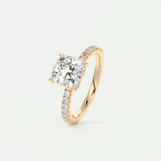 Classic 2.15ct cushion solitaire moissanite ring side profile view
