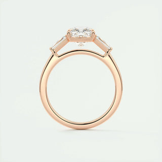 2.15CT Cushion Cut Three Stone Moissanite Engagement Ring