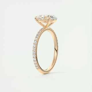 1.91CT Oval Cut Solitaire Pave Moissanite Engagement Ring