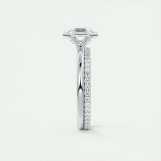 2.03CT Asscher Cut Half Bezel Solitaire Moissanite Engagement Ring