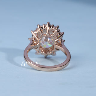 Classic 2.0ct oval halo moissanite ring top view