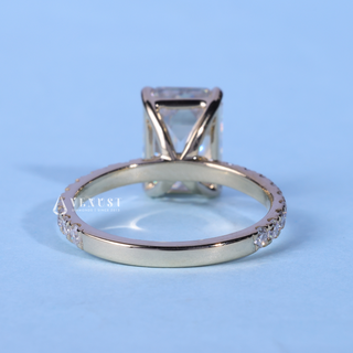Classic 1.50ct emerald pave moissanite ring top view