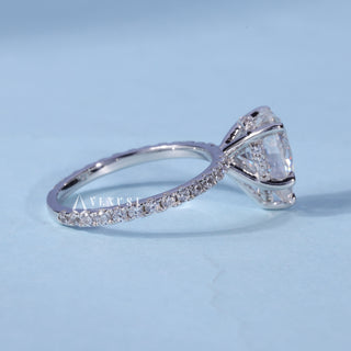 1.0CT Pear Cut Moissanite Diamond Hidden Halo Pave Engagement Ring