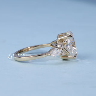 Dazzling 2.0ct oval cluster moissanite ring side profile view