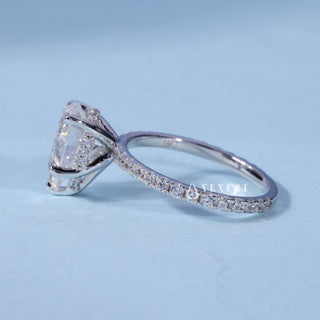 1.0CT Pear Cut Moissanite Diamond Hidden Halo Pave Engagement Ring