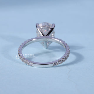 1.0CT Pear Cut Moissanite Diamond Hidden Halo Pave Engagement Ring