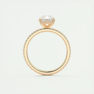 2.10 CT Radiant Cut Pave Diamond Moissanite Engagement Ring
