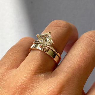 Elegant 2.03ct asscher solitaire moissanite ring overhead view