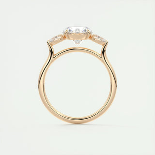 Elegant 2.0ct round three stone moissanite ring overhead view