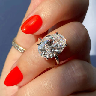 Elegant 1.91ct oval hidden halo moissanite ring overhead view