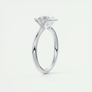2.03CT Asscher Cut Half Bezel Solitaire Moissanite Engagement Ring