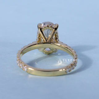 Timeless 1.50ct oval hidden halo moissanite ring top view