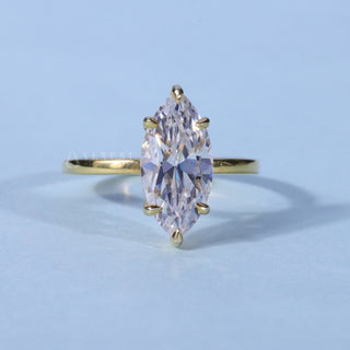 Classic Marquise Cut Solitaire Moissanite Engagement Ring front view
