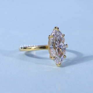 Side profile of Classic Marquise Cut Solitaire Moissanite Engagement Ring
