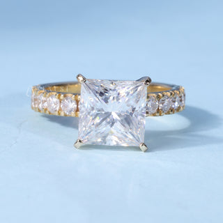 2.0CT Princess Moissanite Diamond Pave Engagement Rings