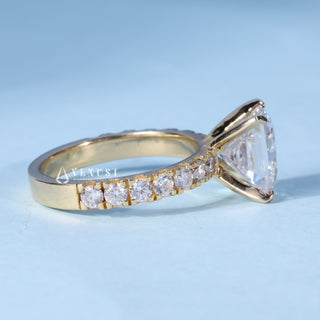 2.0CT Princess Moissanite Diamond Pave Engagement Rings