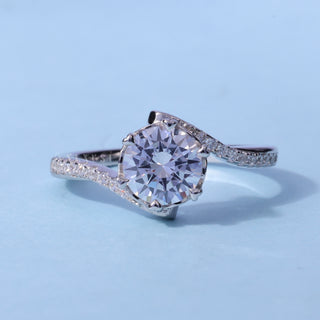 Tension Pave Round Cut Moissanite Engagement Ring front view with upright centre stone
