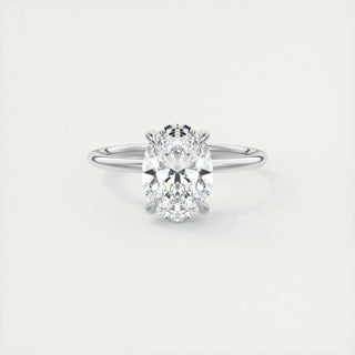 Elegant 1.91ct oval hidden halo moissanite ring tilted view catching the light