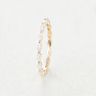 Graceful 1.44ct marquise full eternity moissanite wedding band side profile view